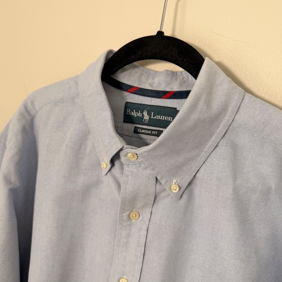 Ralph Lauren Mens Classic Fit Button Down Oxford Shirt Blue Business Preppy XL - Picture 6 of 12